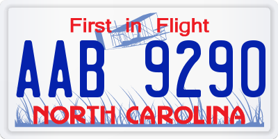 NC license plate AAB9290