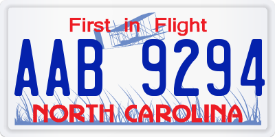 NC license plate AAB9294
