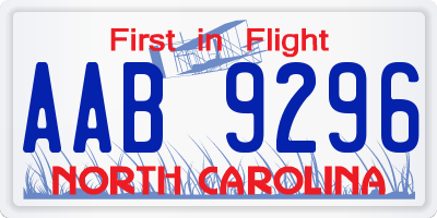 NC license plate AAB9296