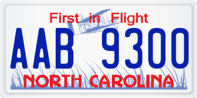 NC license plate AAB9300