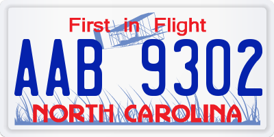 NC license plate AAB9302