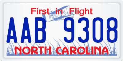 NC license plate AAB9308