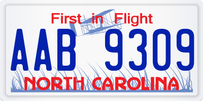 NC license plate AAB9309