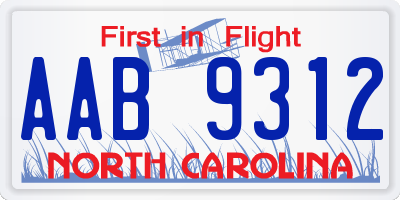 NC license plate AAB9312