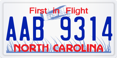 NC license plate AAB9314