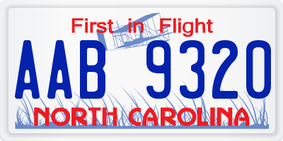 NC license plate AAB9320