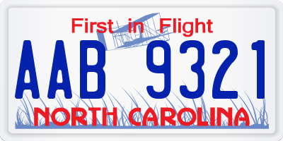 NC license plate AAB9321