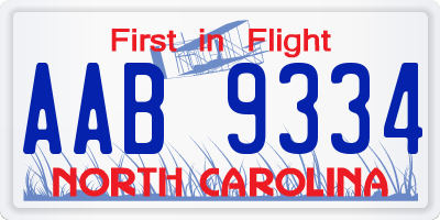 NC license plate AAB9334