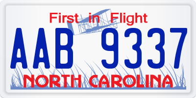 NC license plate AAB9337