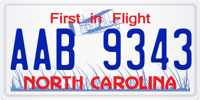 NC license plate AAB9343