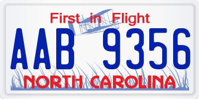 NC license plate AAB9356