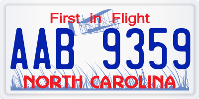 NC license plate AAB9359