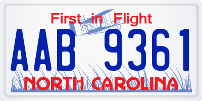 NC license plate AAB9361