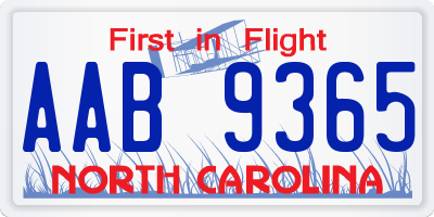 NC license plate AAB9365