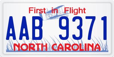 NC license plate AAB9371
