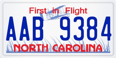 NC license plate AAB9384