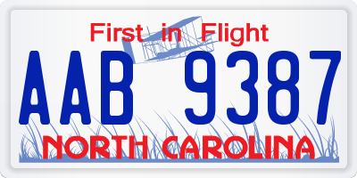 NC license plate AAB9387