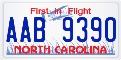 NC license plate AAB9390