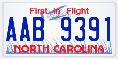 NC license plate AAB9391