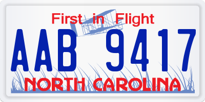 NC license plate AAB9417