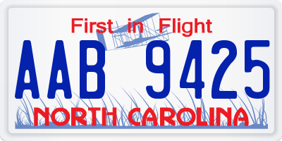 NC license plate AAB9425