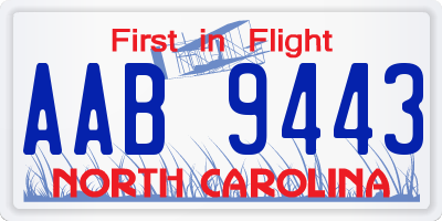 NC license plate AAB9443