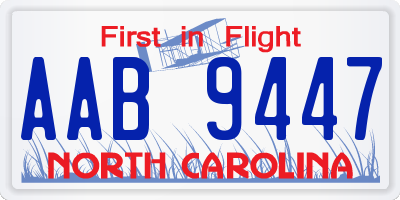NC license plate AAB9447