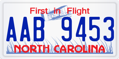 NC license plate AAB9453