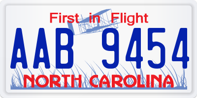 NC license plate AAB9454