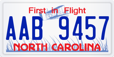 NC license plate AAB9457