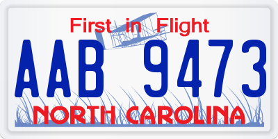 NC license plate AAB9473