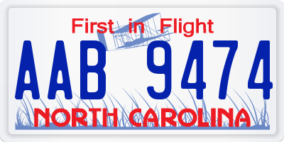 NC license plate AAB9474