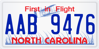 NC license plate AAB9476