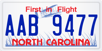 NC license plate AAB9477