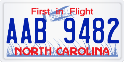 NC license plate AAB9482