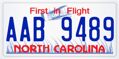 NC license plate AAB9489