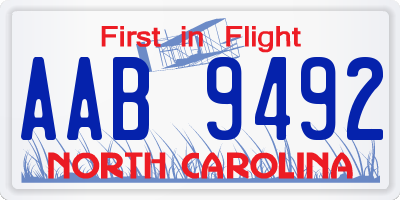 NC license plate AAB9492
