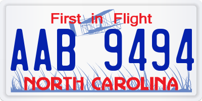 NC license plate AAB9494