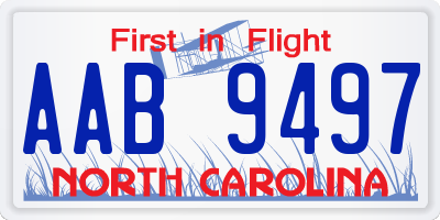 NC license plate AAB9497