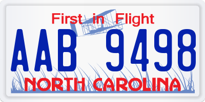 NC license plate AAB9498