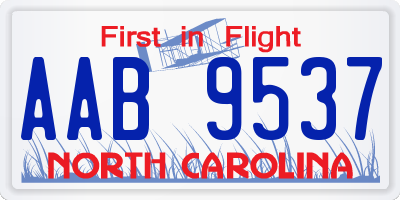 NC license plate AAB9537