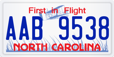 NC license plate AAB9538