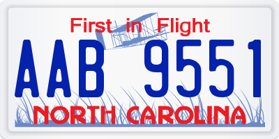 NC license plate AAB9551