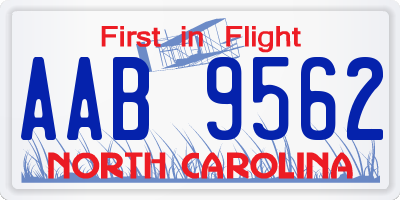 NC license plate AAB9562