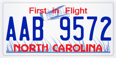 NC license plate AAB9572
