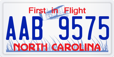 NC license plate AAB9575