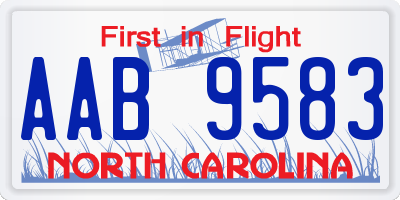 NC license plate AAB9583