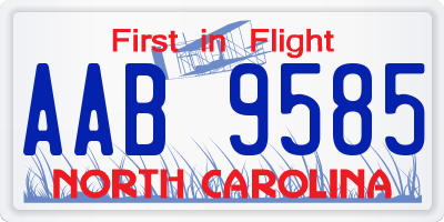 NC license plate AAB9585