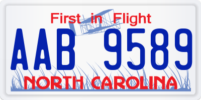 NC license plate AAB9589