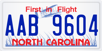 NC license plate AAB9604